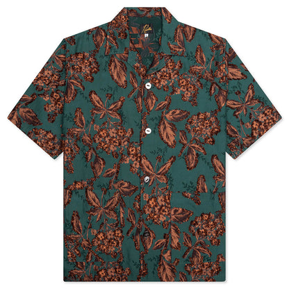 Flower Cut Cabana Shirt - Peacock Green