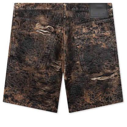 Loose Fit Denim Monogram Shorts Fn-Mn-Shor000260 - Brown