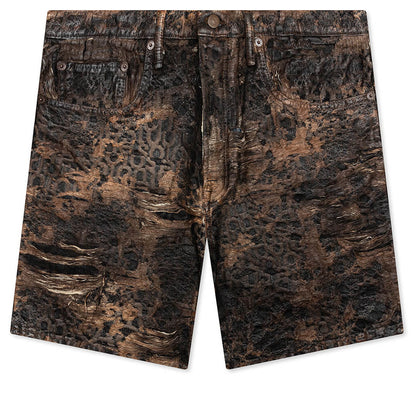 Loose Fit Denim Monogram Shorts Fn-Mn-Shor000260 - Brown