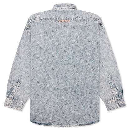 Relaxed Fit Denim Shirt - Blue/Beige