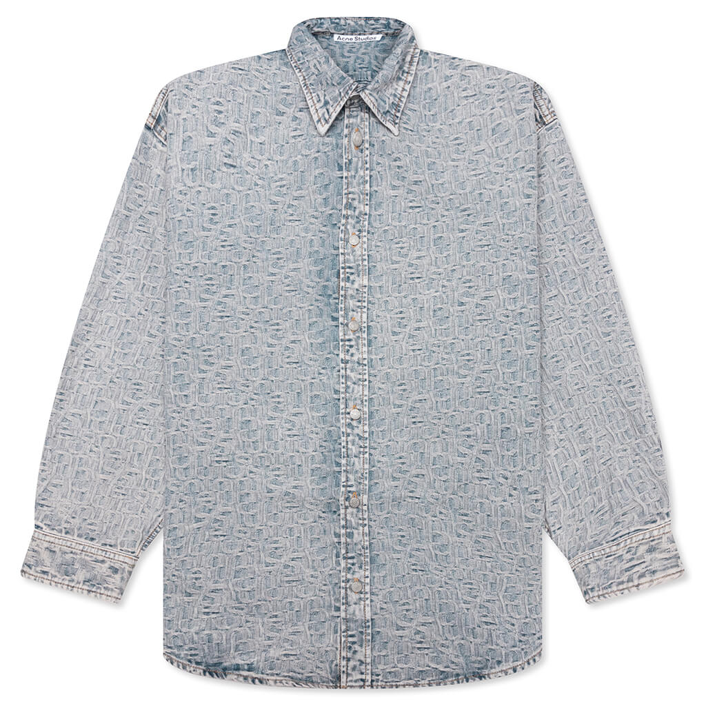 Relaxed Fit Denim Shirt - Blue/Beige