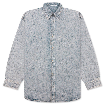 Relaxed Fit Denim Shirt - Blue/Beige