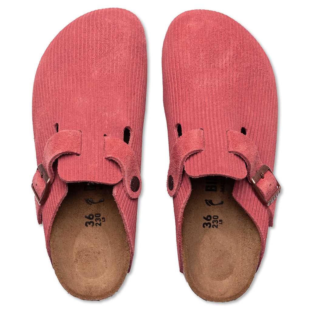 Women's Narrow Boston Suede Embossed - Sienna Red