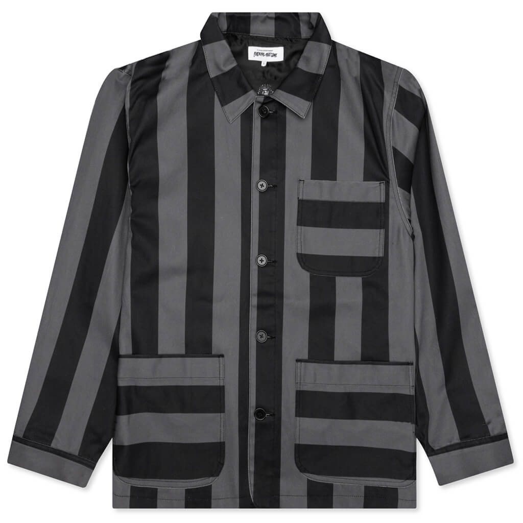 Filigree Striped Chore Jacket - Black/Grey