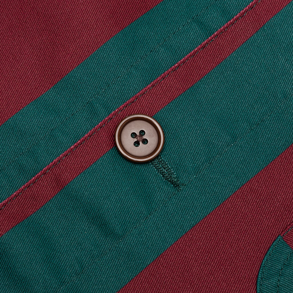Filigree Striped Chore Jacket - Maroon/Green