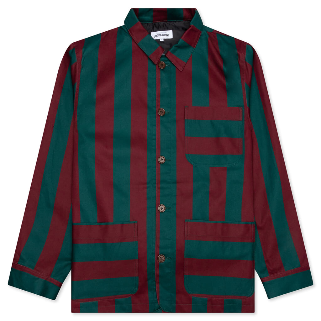 Filigree Striped Chore Jacket - Maroon/Green