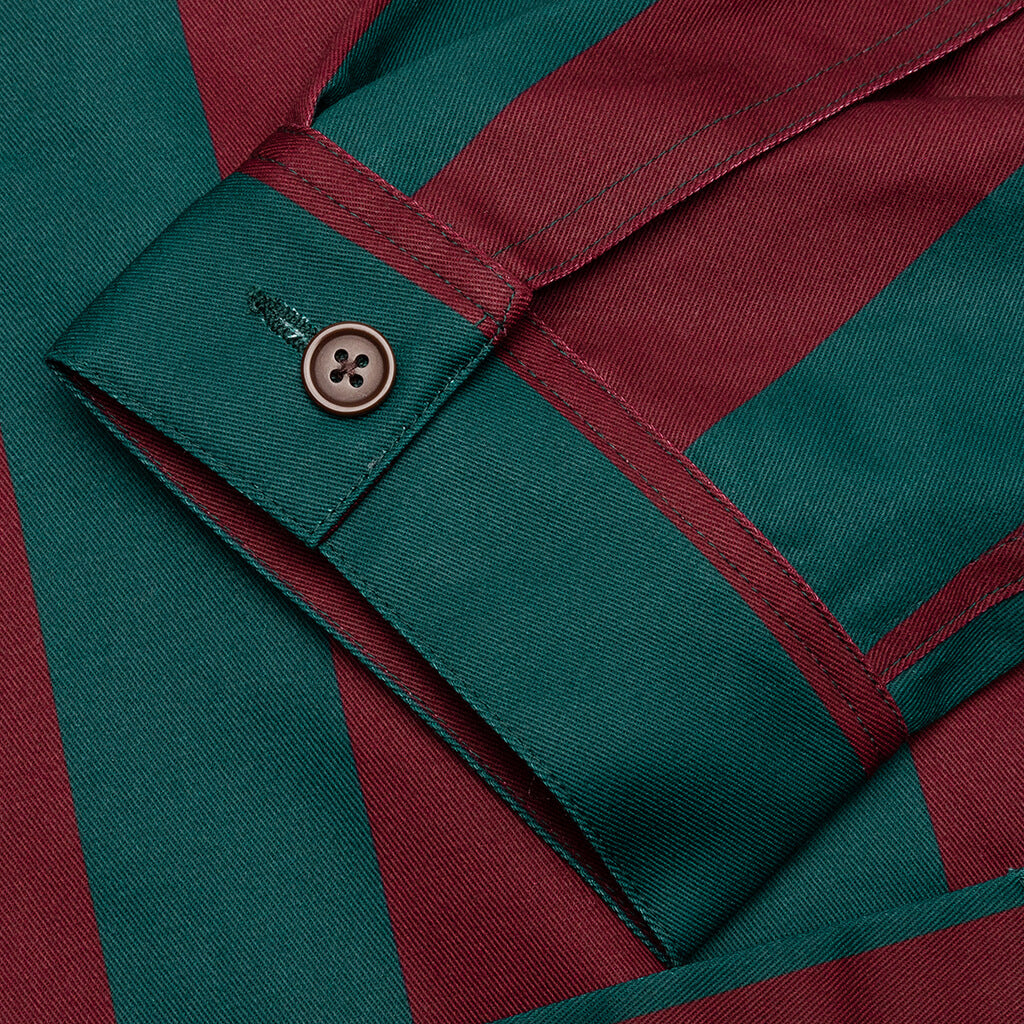 Filigree Striped Chore Jacket - Maroon/Green