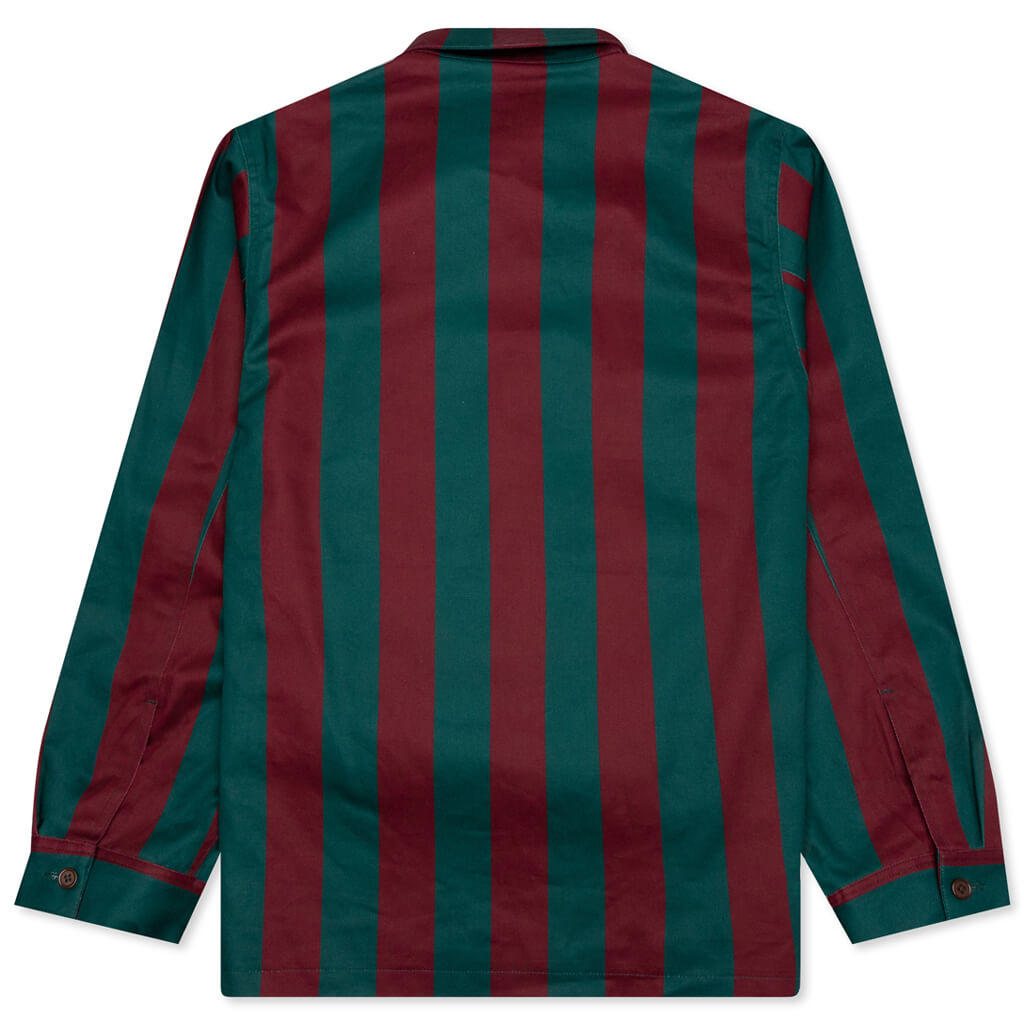 Filigree Striped Chore Jacket - Maroon/Green