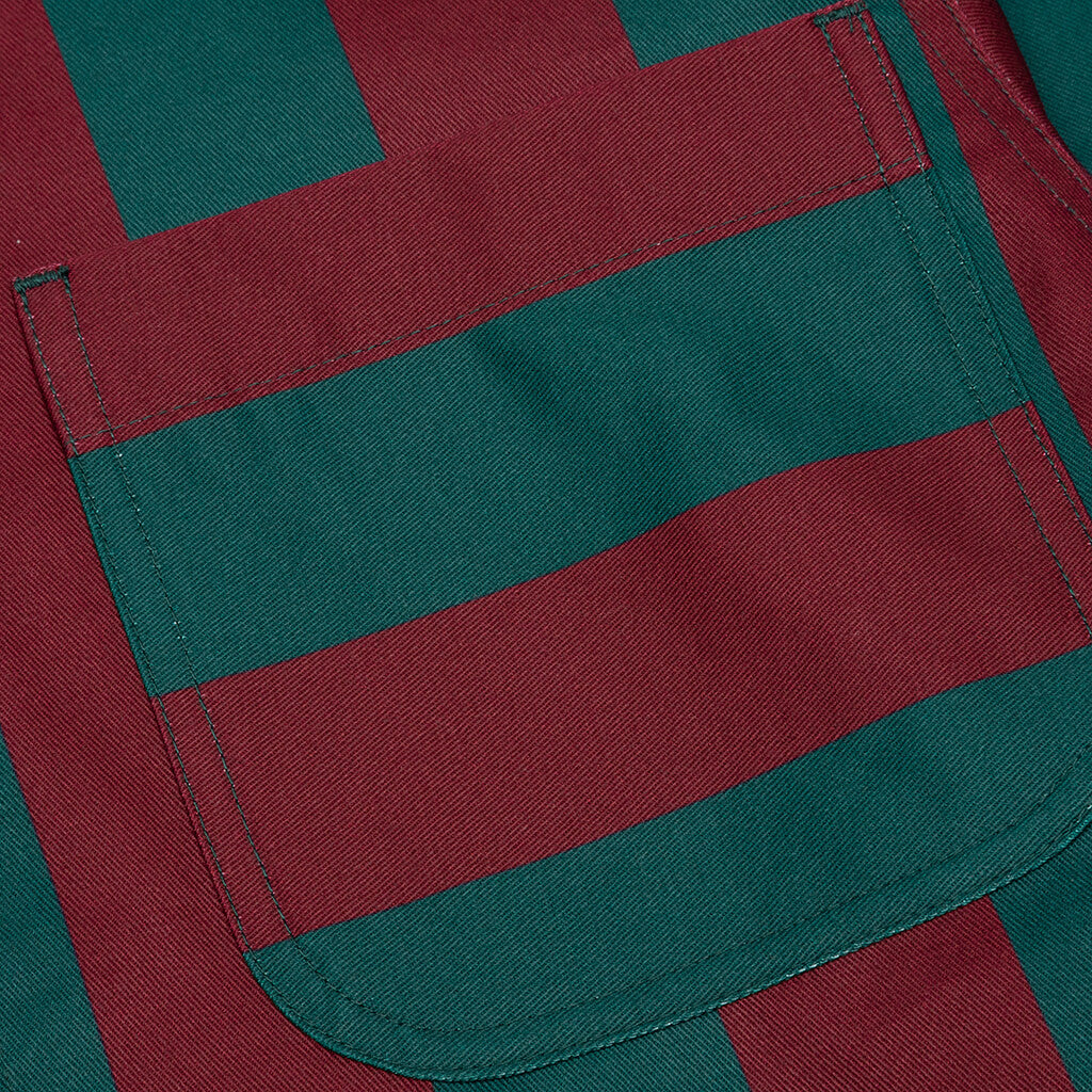Filigree Striped Chore Jacket - Maroon/Green