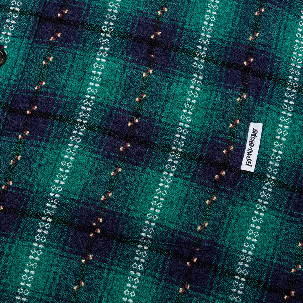 Good Fellow L/S Plaid Button Down Shirt - Navy/Green