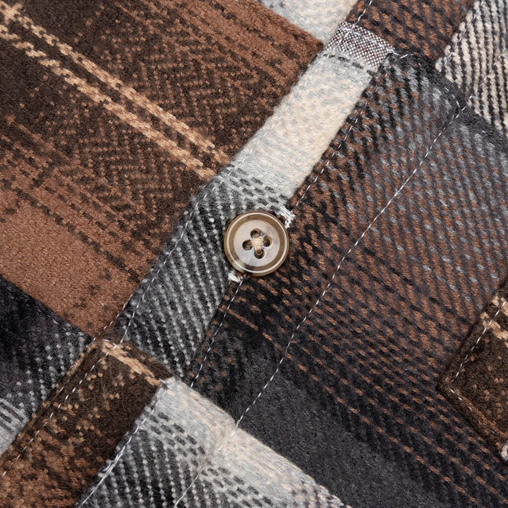 Patchwork L/S Button Up - Brown