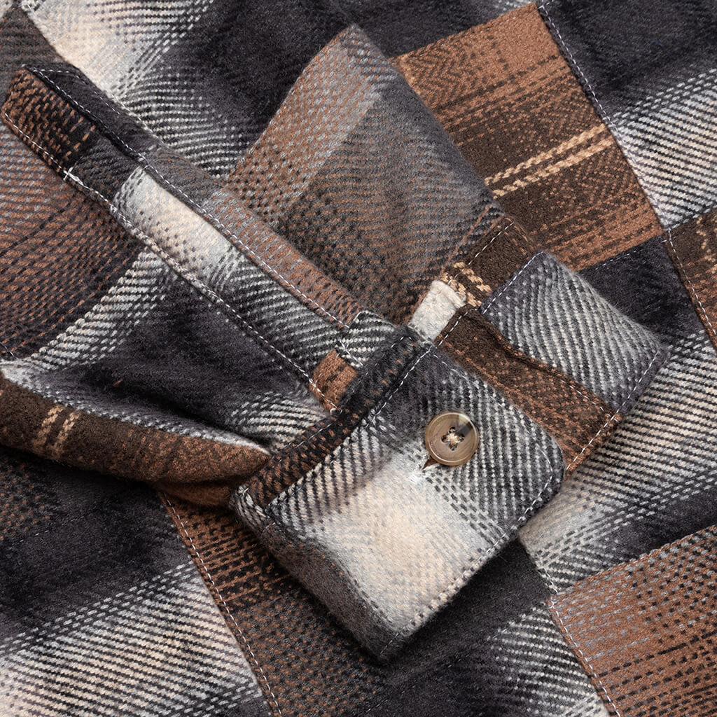 Patchwork L/S Button Up - Brown