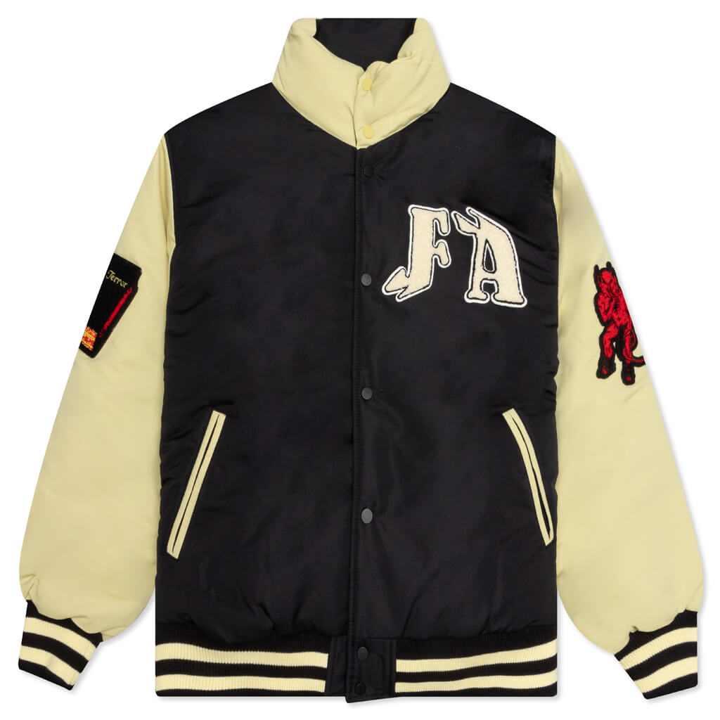 Reversible Varsity Puffer - Black/Cream