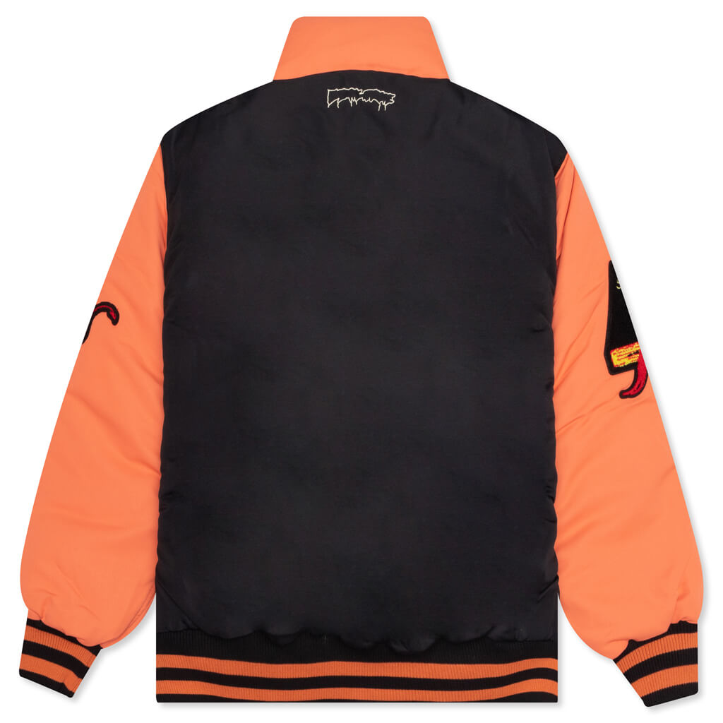 Reversible Varsity Puffer - Black/Orange