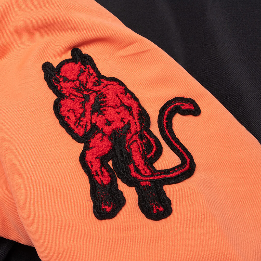 Reversible Varsity Puffer - Black/Orange