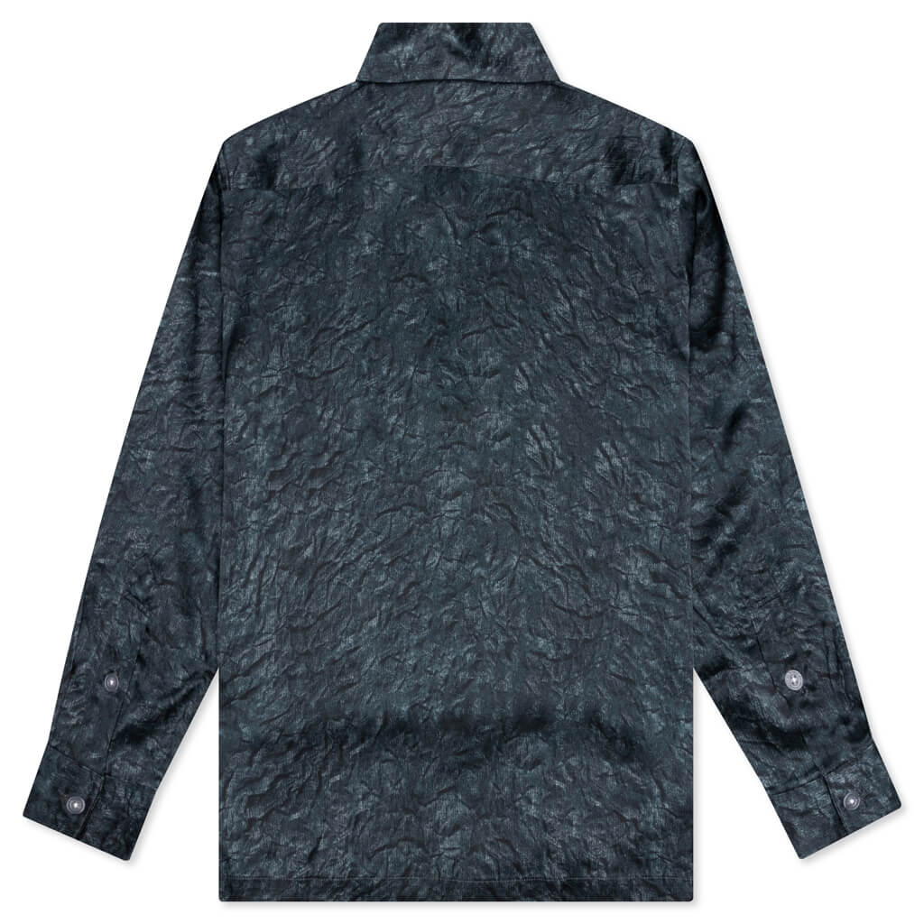 Silk Crinkle L/S Lounge Shirt - Black