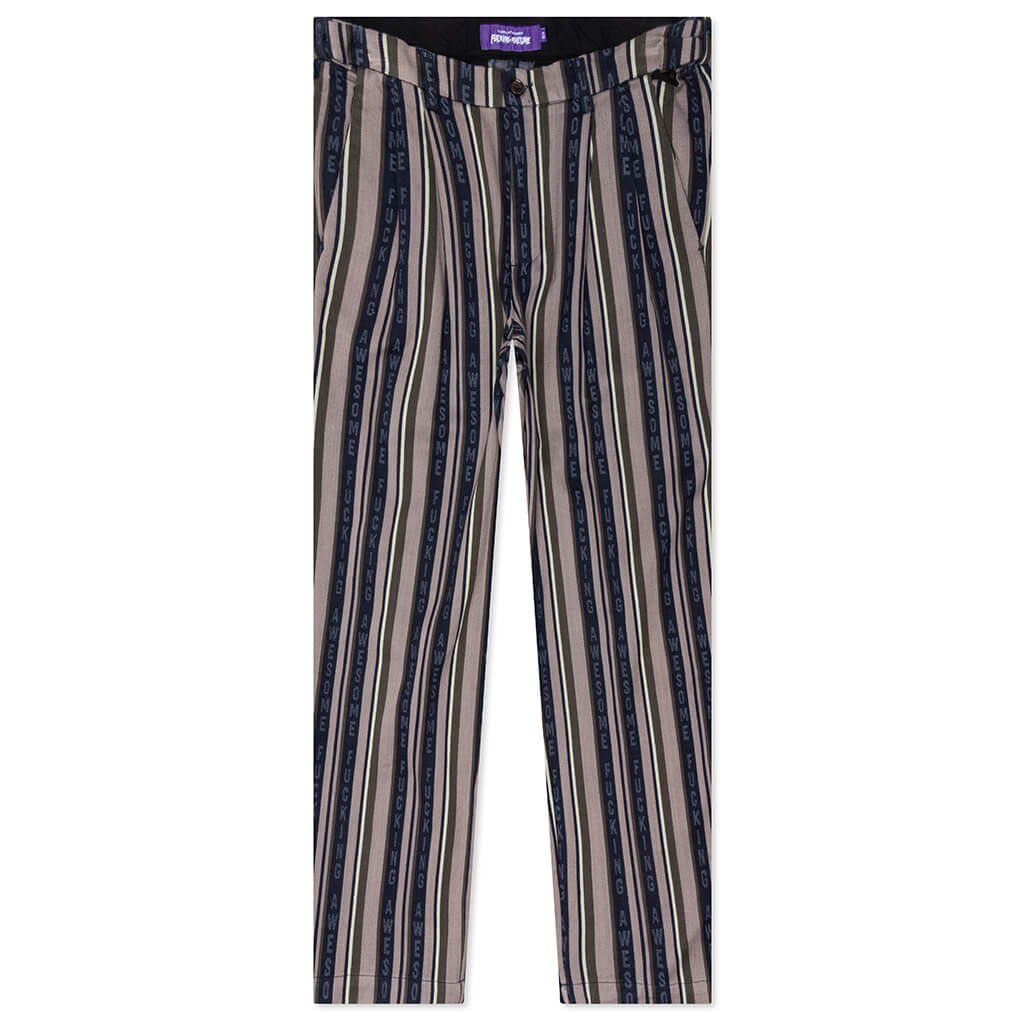 Striped Pleated Chino - Black