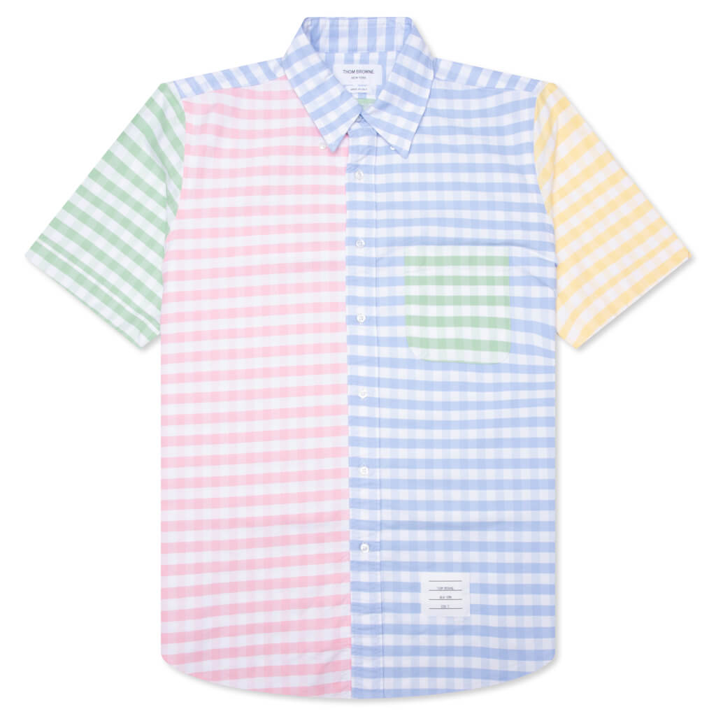 Fun-Mix Gingham S/S Shirt - Light Blue