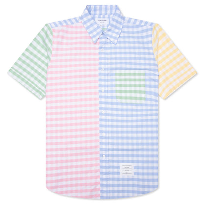 Fun-Mix Gingham S/S Shirt - Light Blue