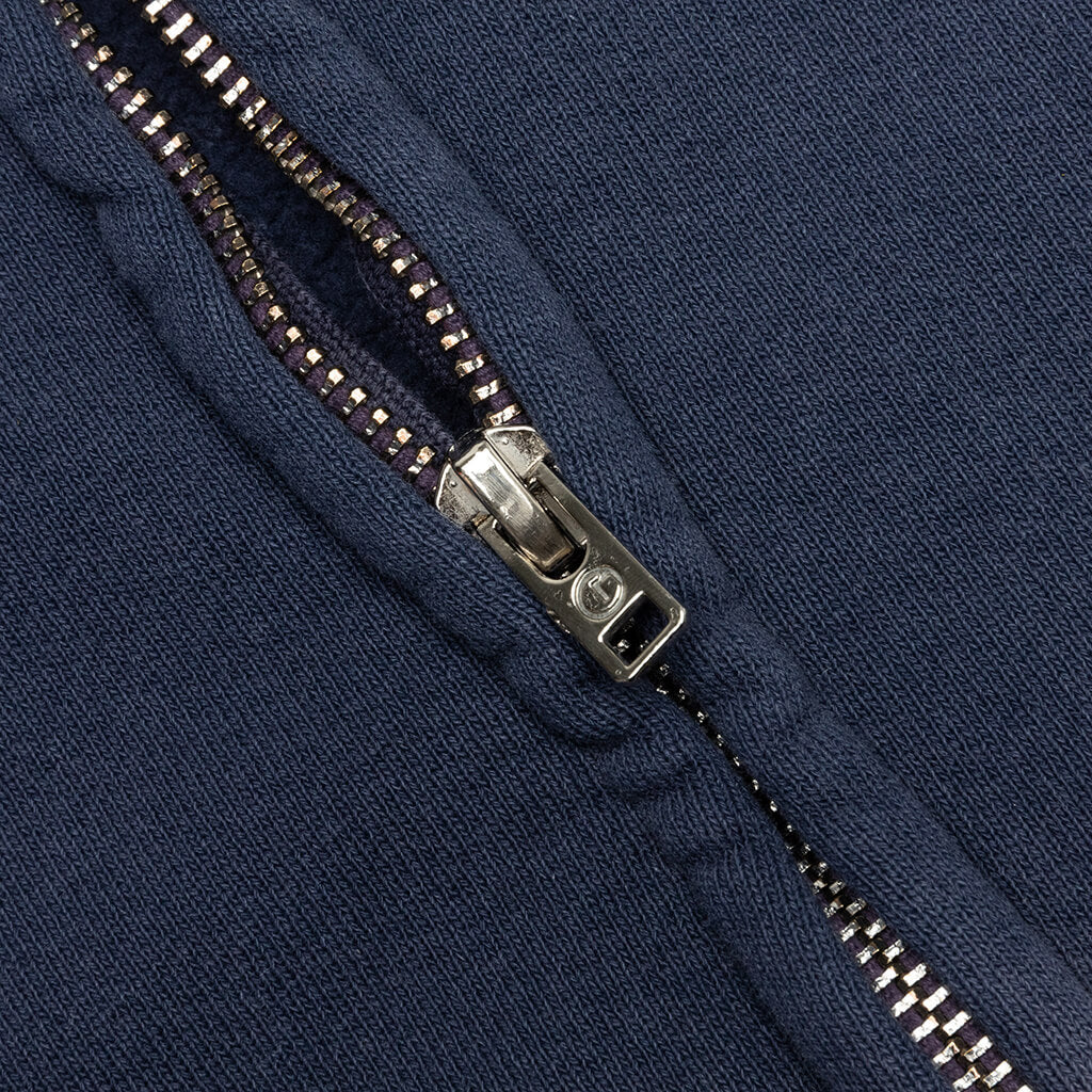 Sun Faded English Zip Hoodie - Navy
