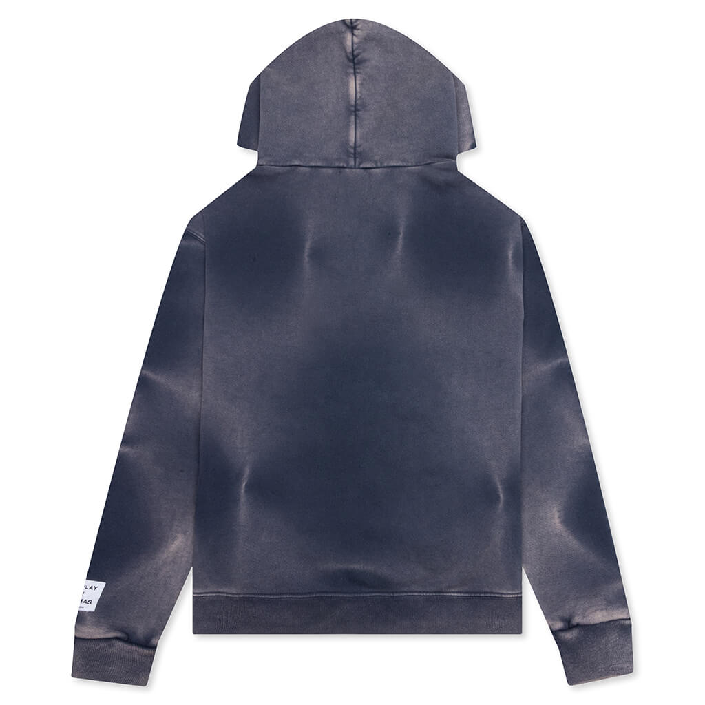Sun Faded English Zip Hoodie - Navy