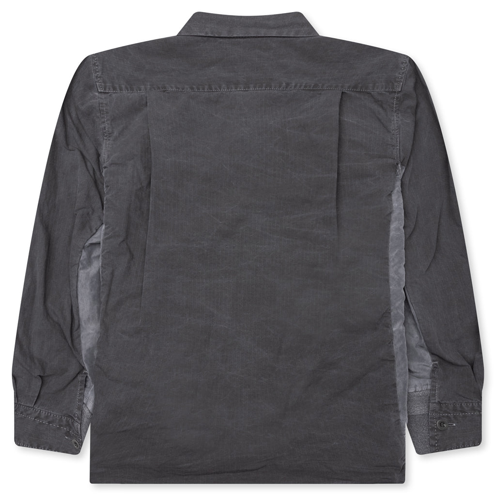 Garment Dye Rip Stop X Nylon Twill Shirt - Black