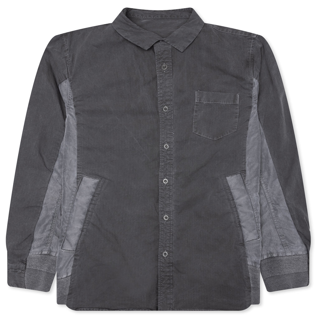 Garment Dye Rip Stop X Nylon Twill Shirt - Black