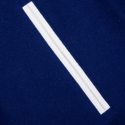 Big Varsity Bomber in Wool and Leather - Blue/White