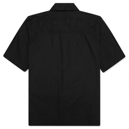 Boxy Fit Shirt w/ Hawaiian Collar - Black