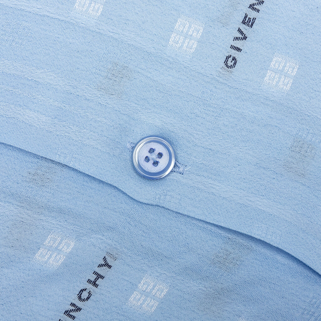 Boxy Fit Shirt w/ Hawaiian Collar - Navy/Light Blue