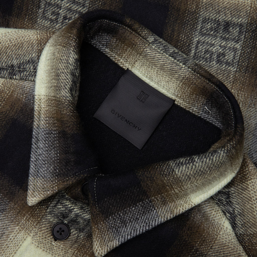 Classic Fit All Over Print L/S Overshirt - Khaki/Black
