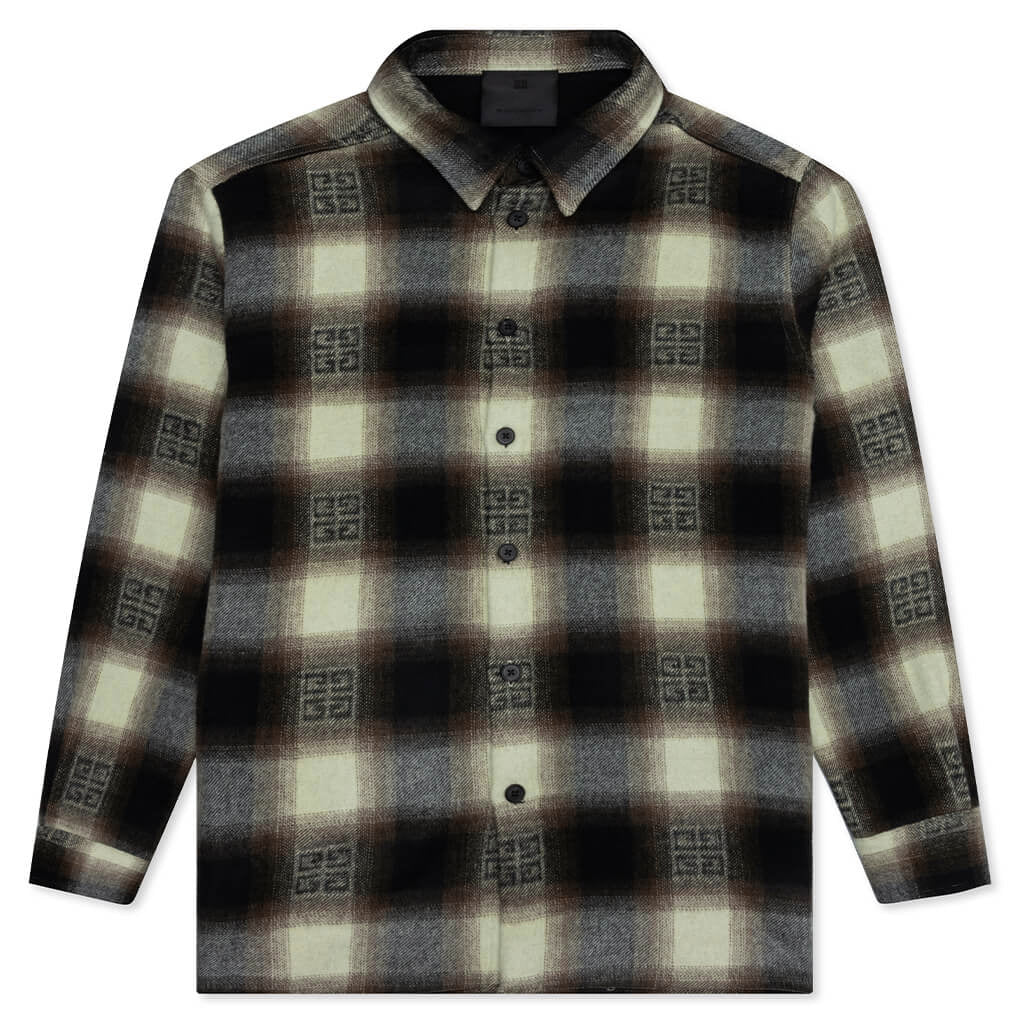 Classic Fit All Over Print L/S Overshirt - Khaki/Black