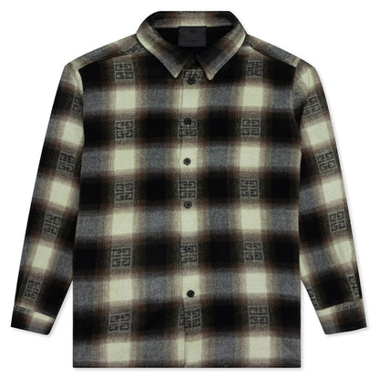 Classic Fit All Over Print L/S Overshirt - Khaki/Black