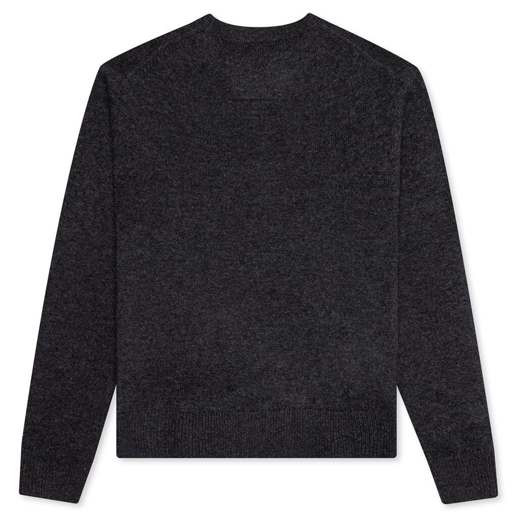 College Embroidery Crewneck Sweater - Black/Natural