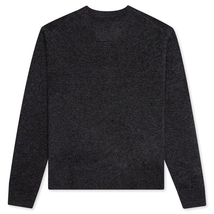 College Embroidery Crewneck Sweater - Black/Natural