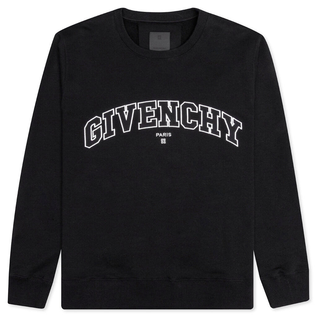 College Embroidered Slim Fit Sweatshirt - Black