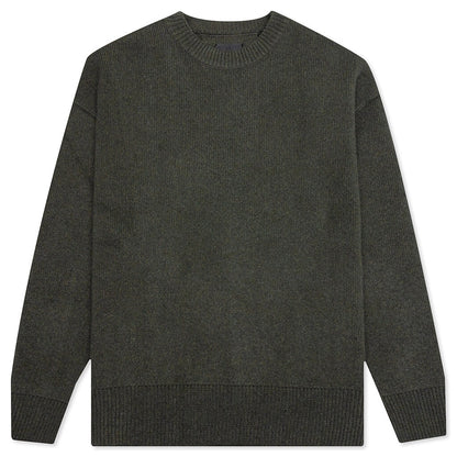 Oversized Crew Neck Sweater - Dark Green