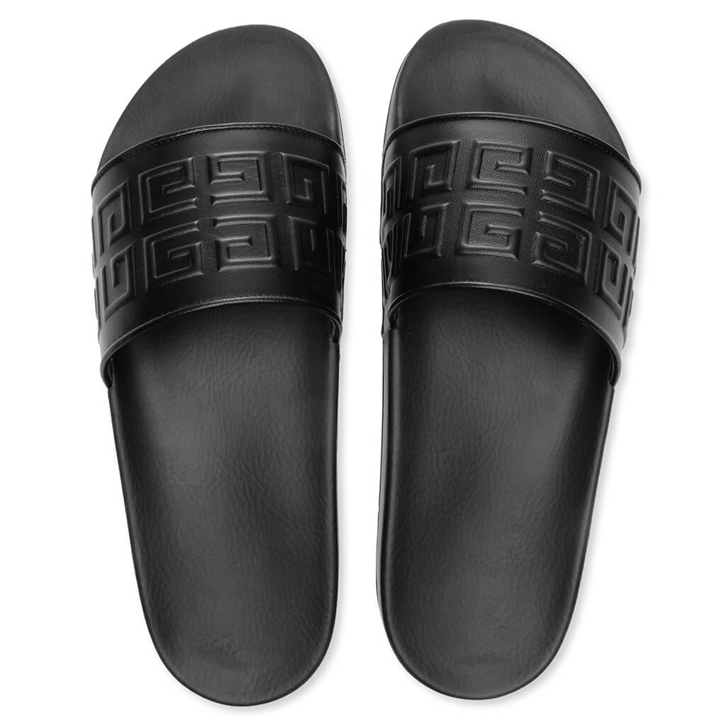 Slide 4G Flat Sandals - Black