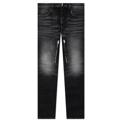 Slim Fit Denim W/ Zips - Black/White