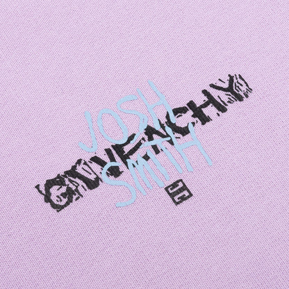 Slim Fit Embroidery & Print Hoodie - Lilac