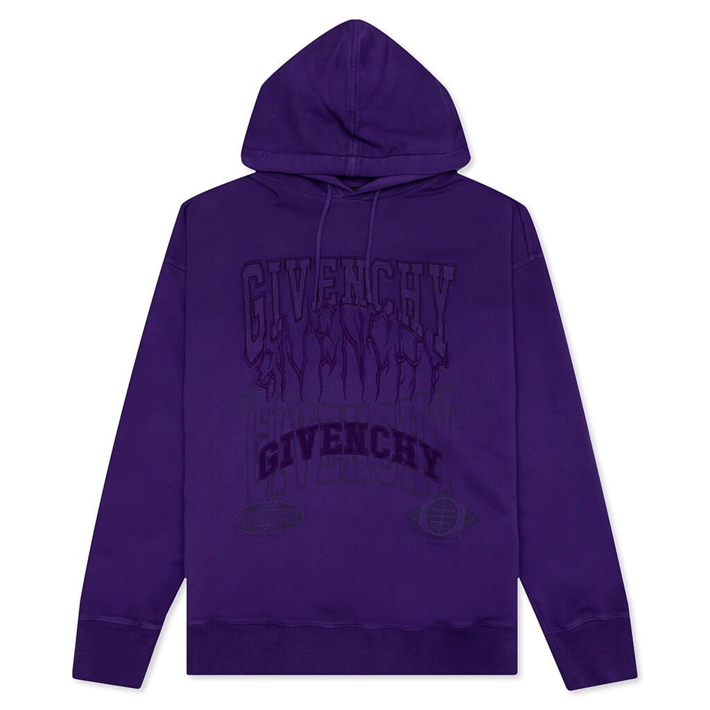 Slim Fit Print Hoodie - Purple