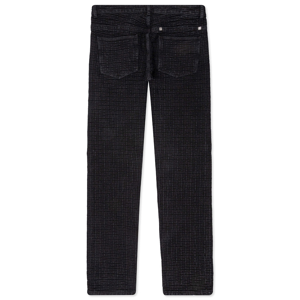 Straight Fit Denim Trousers - Flat Black