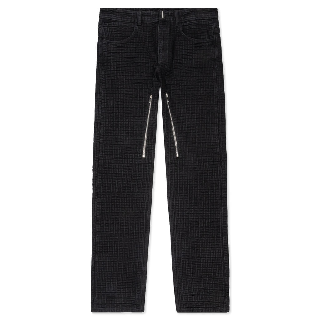 Straight Fit Denim Trousers - Flat Black