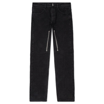 Straight Fit Denim Trousers - Flat Black