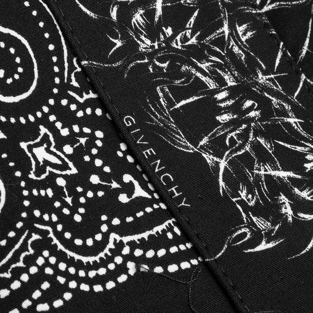 Zip/Snap S/S Printed Shirt - Black/White