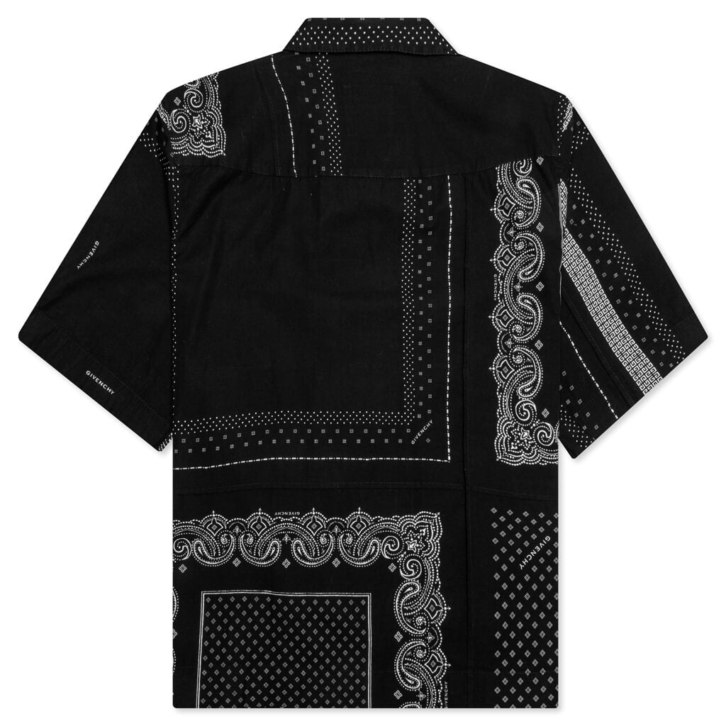 Zip/Snap S/S Printed Shirt - Black/White