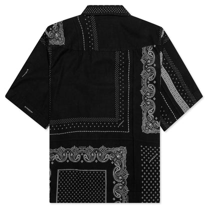 Zip/Snap S/S Printed Shirt - Black/White