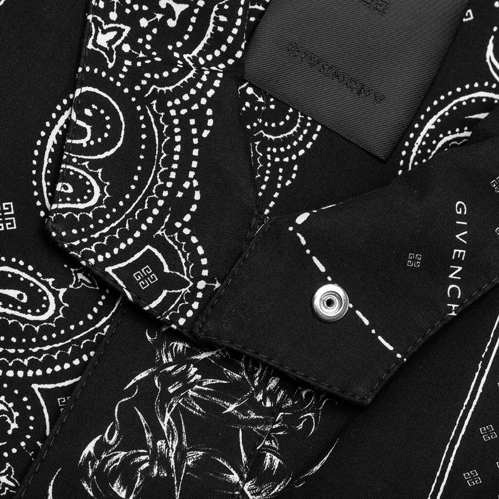 Zip/Snap S/S Printed Shirt - Black/White