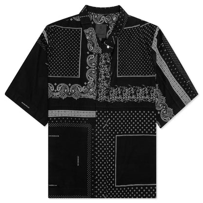 Zip/Snap S/S Printed Shirt - Black/White