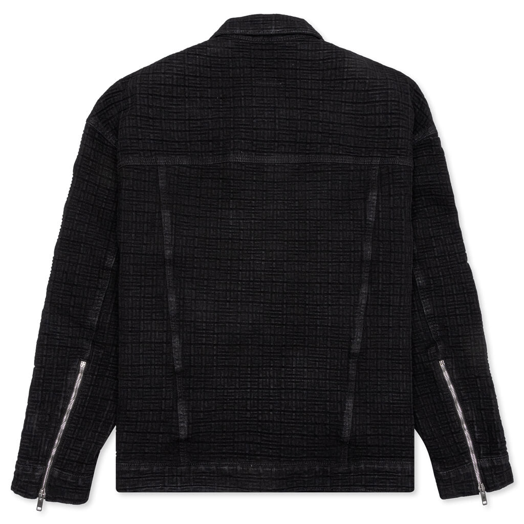 Zipped 4G Rivet Denim Jacket - Black